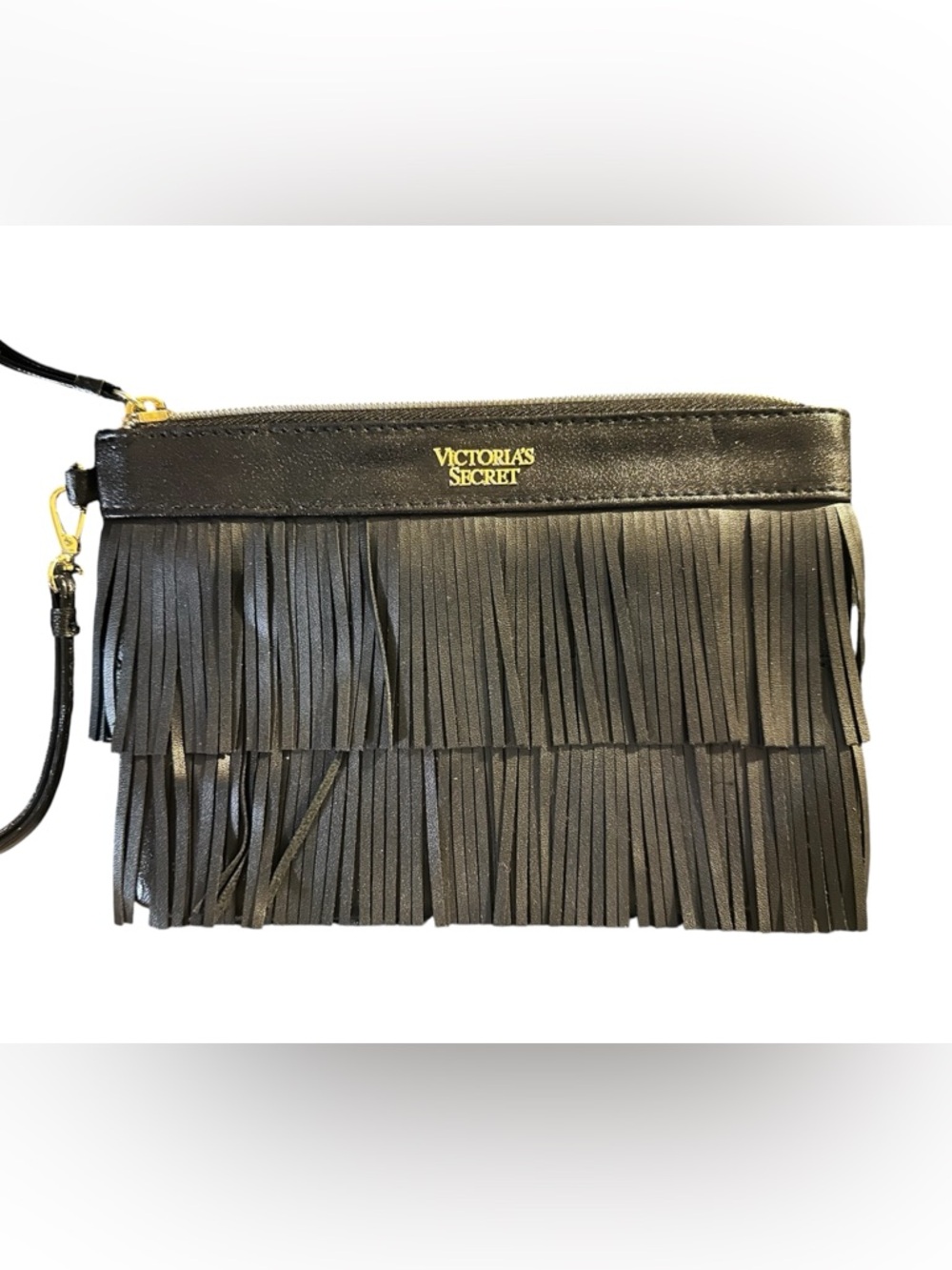 Victoria Secret Black Zip Wristlet with Gold Zip